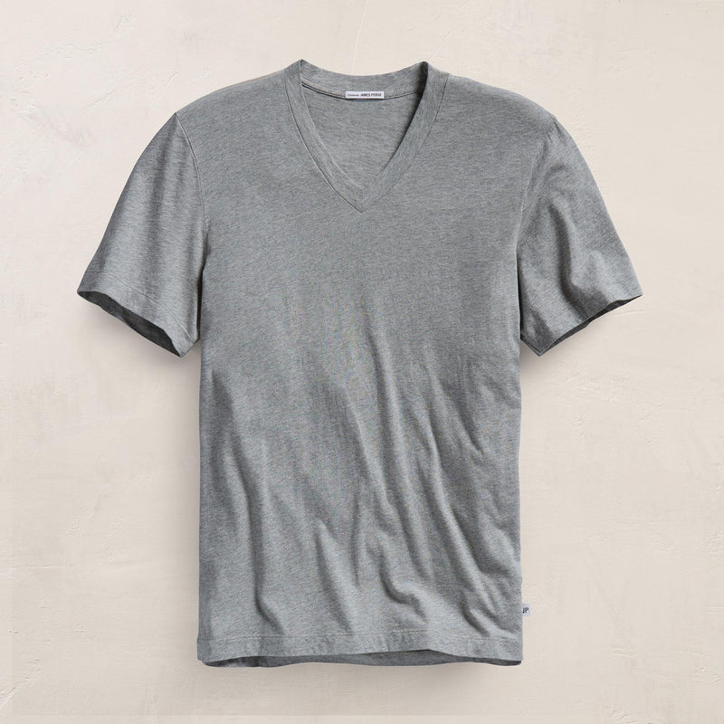 Short Sleeve V Neck in Heather Grey | James Perse Los Angeles