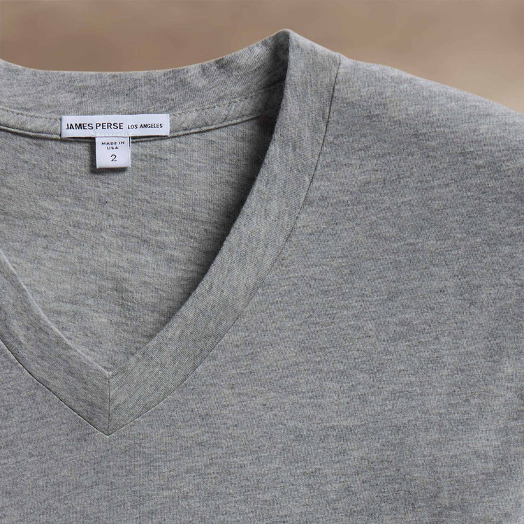 Short Sleeve V Neck in Heather Grey | James Perse Los Angeles