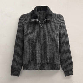 Zip Front Sweater in Anthracite/Black | James Perse Los Angeles FLAT