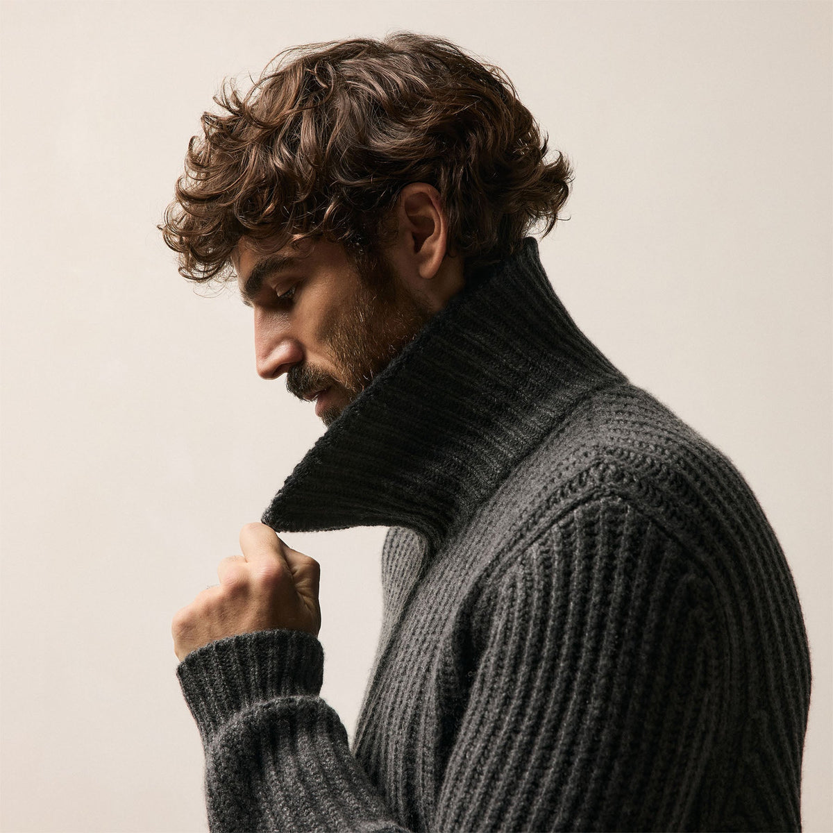 Zip Front Sweater in Anthracite/Black | James Perse Los Angeles