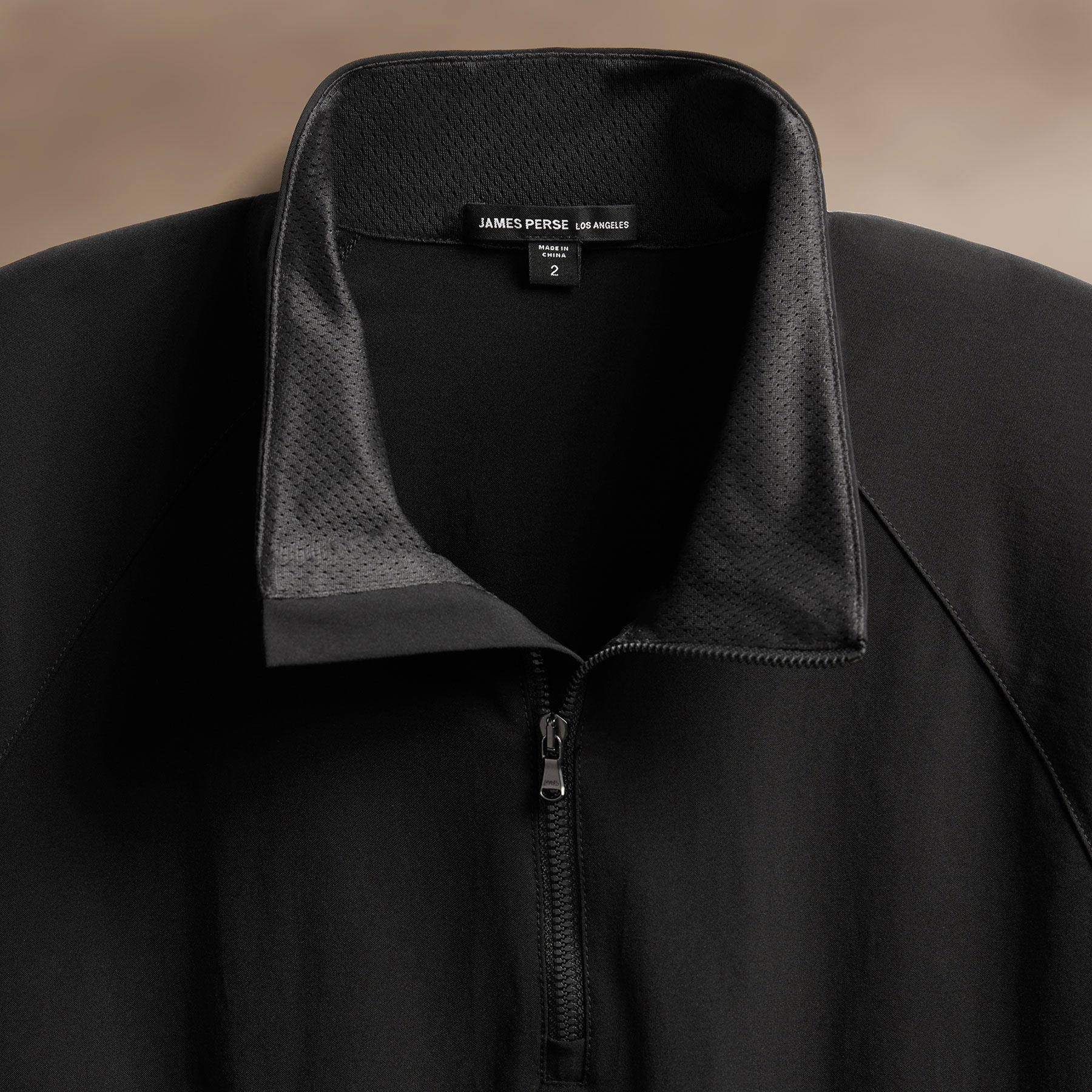 Cotton Half Zip Shell in Black | James Perse Los Angeles
