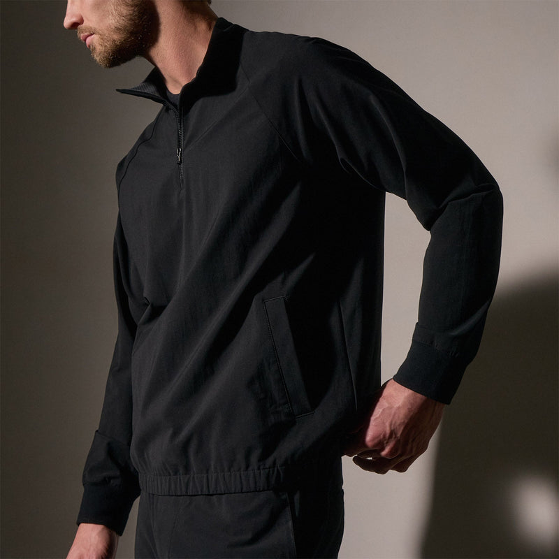 Cotton Half Zip Shell in Black | James Perse Los Angeles