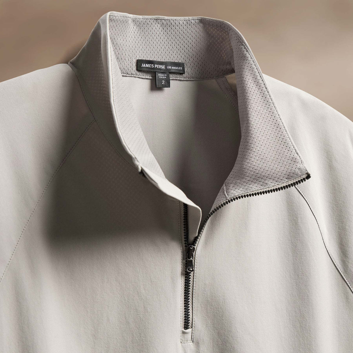 Cotton Half Zip Shell in Concrete | James Perse Los Angeles
