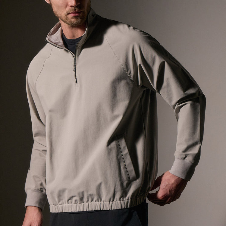 Cotton Half Zip Shell in Concrete | James Perse Los Angeles