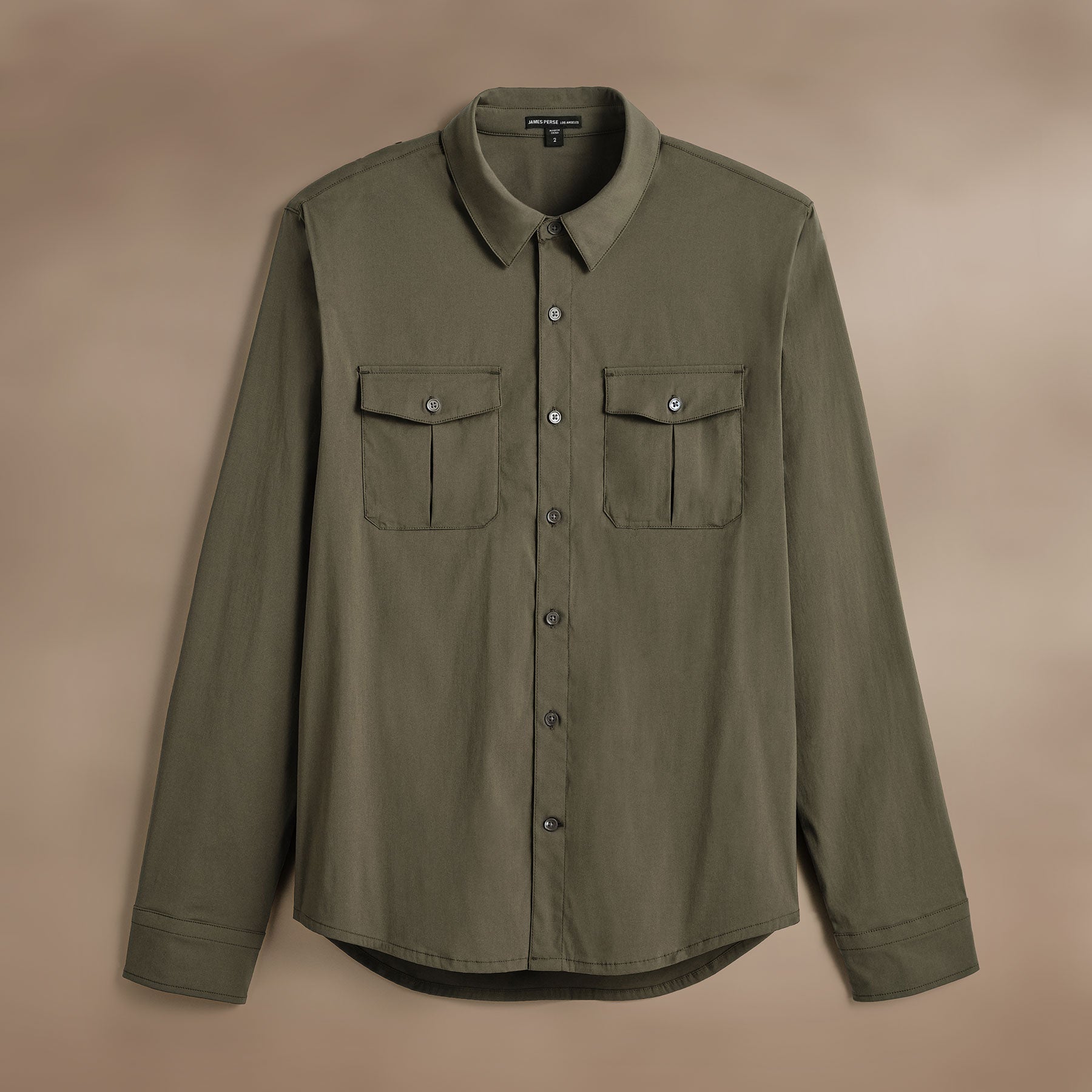 Performance Poplin Shirt in Army Green | James Perse Los Angeles