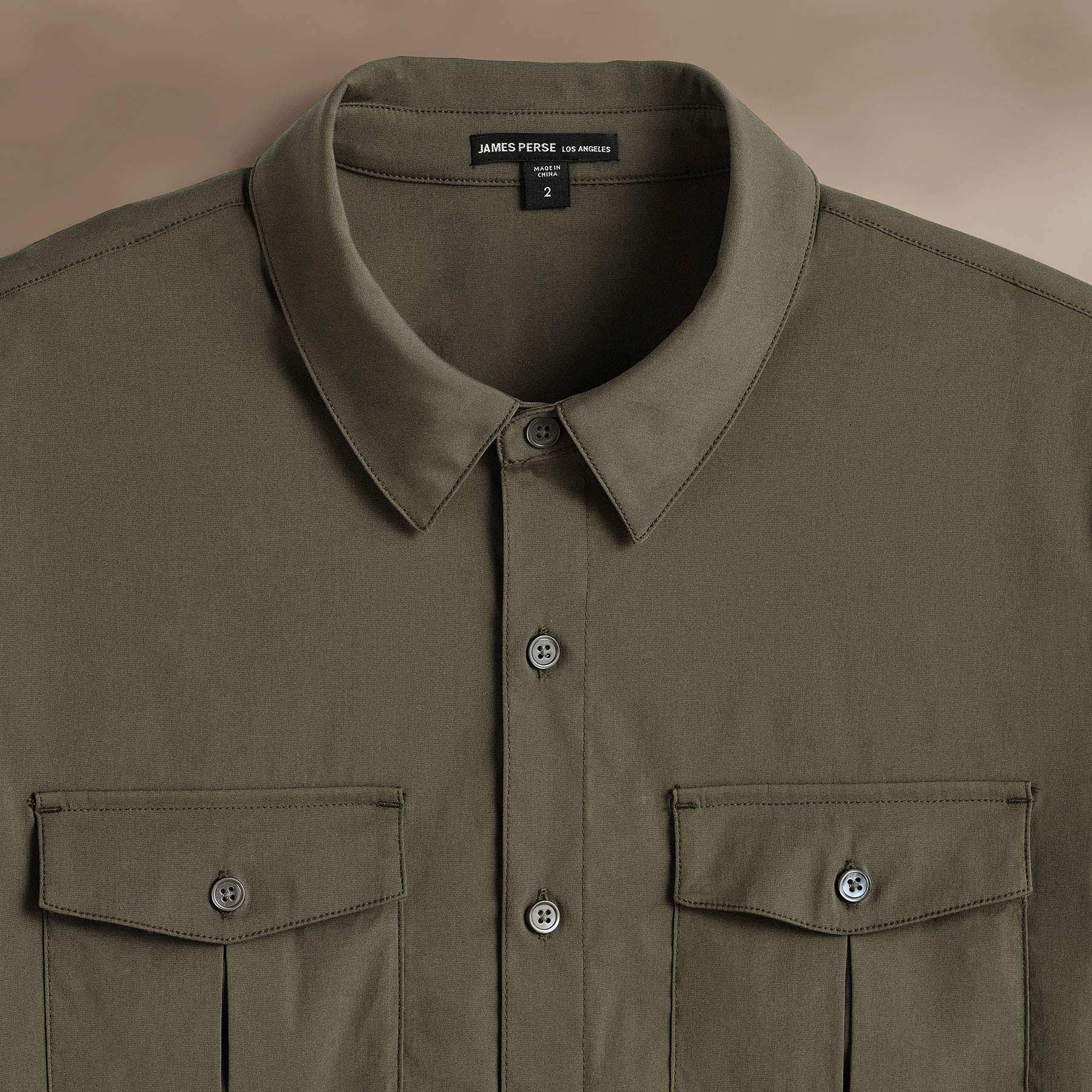 Performance Poplin Shirt in Army Green | James Perse Los Angeles