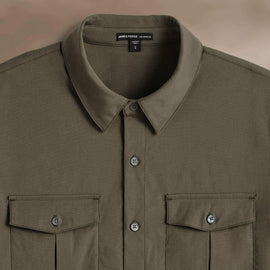 Performance Poplin Shirt in Army Green | James Perse Los Angeles
