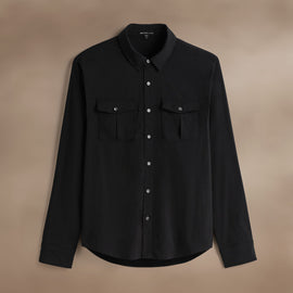 Performance Poplin Shirt in Black | James Perse Los Angeles