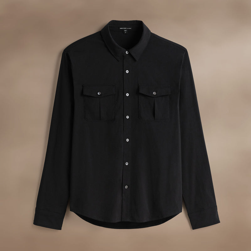 Performance Poplin Shirt in Black | James Perse Los Angeles