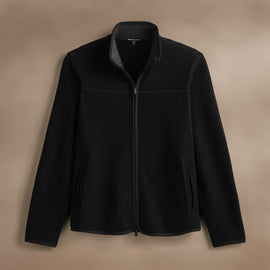 Wool Jrsy Zip Front Funnel Nck  in Black/Black | James Perse Los Angeles