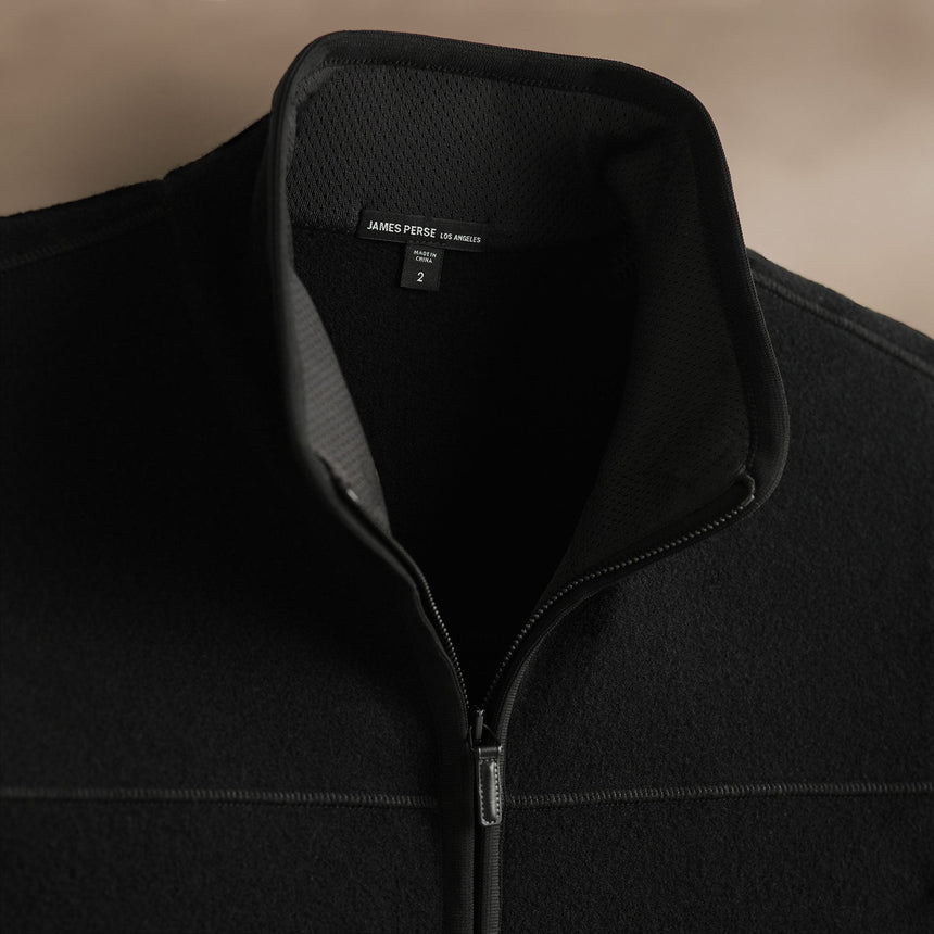 Wool Jrsy Zip Front Funnel Nck  in Black/Black | James Perse Los Angeles