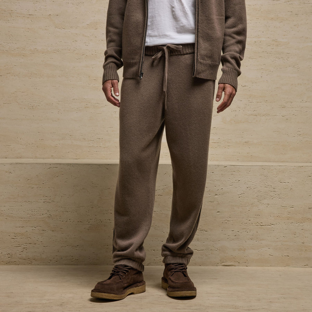 Italian Spun Cashmere Track Pa in Mid Brown/Kona | James Perse Los Angeles
