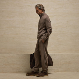 Italian Spun Cashmere Track Pa in Mid Brown/Kona | James Perse Los Angeles