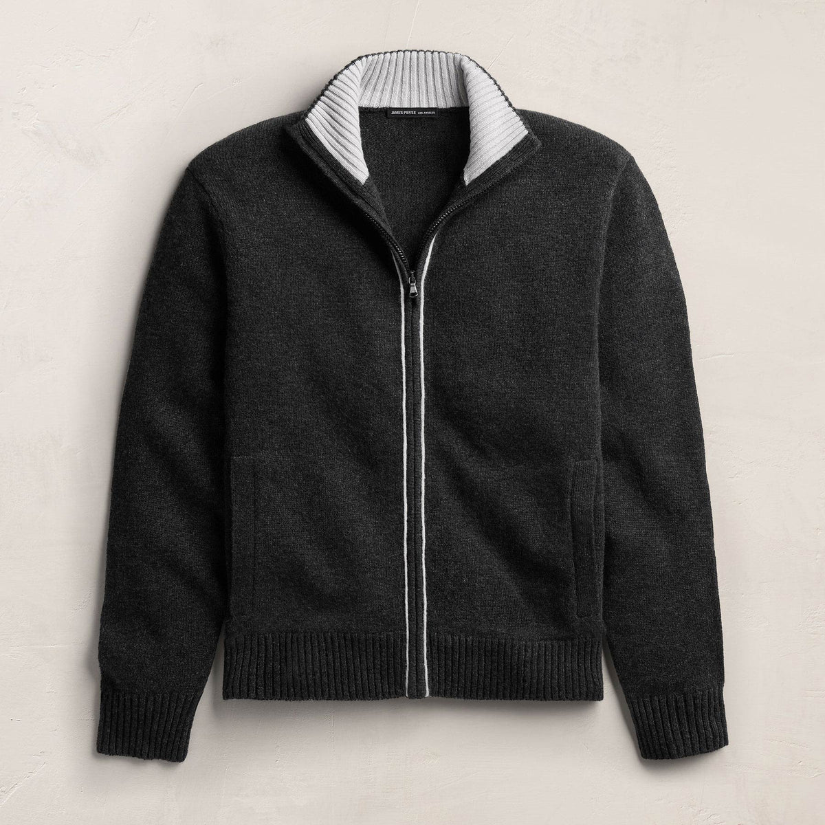 Spun Cashmere Track Jacket in Carbon/Smoke | James Perse Los Angeles
