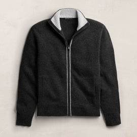 Spun Cashmere Track Jacket in Carbon/Smoke | James Perse Los Angeles