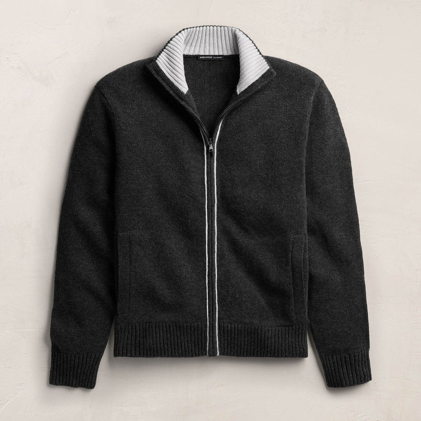 Spun Cashmere Track Jacket in Carbon/Smoke | James Perse Los Angeles