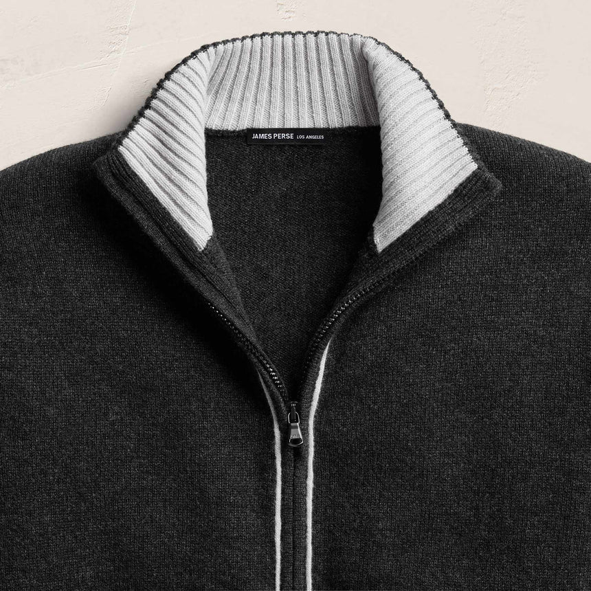 Spun Cashmere Track Jacket in Carbon/Smoke | James Perse Los Angeles