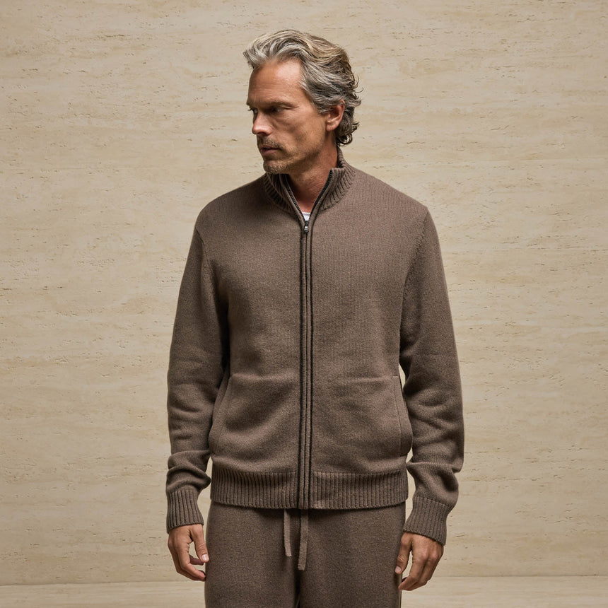 Italian Spun Cashmere Track Ja in Mid Brown/Kona | James Perse Los Angeles
