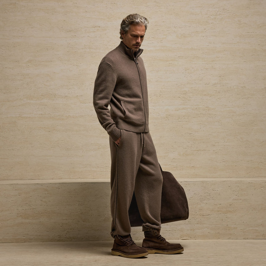 Italian Spun Cashmere Track Ja in Mid Brown/Kona | James Perse Los Angeles