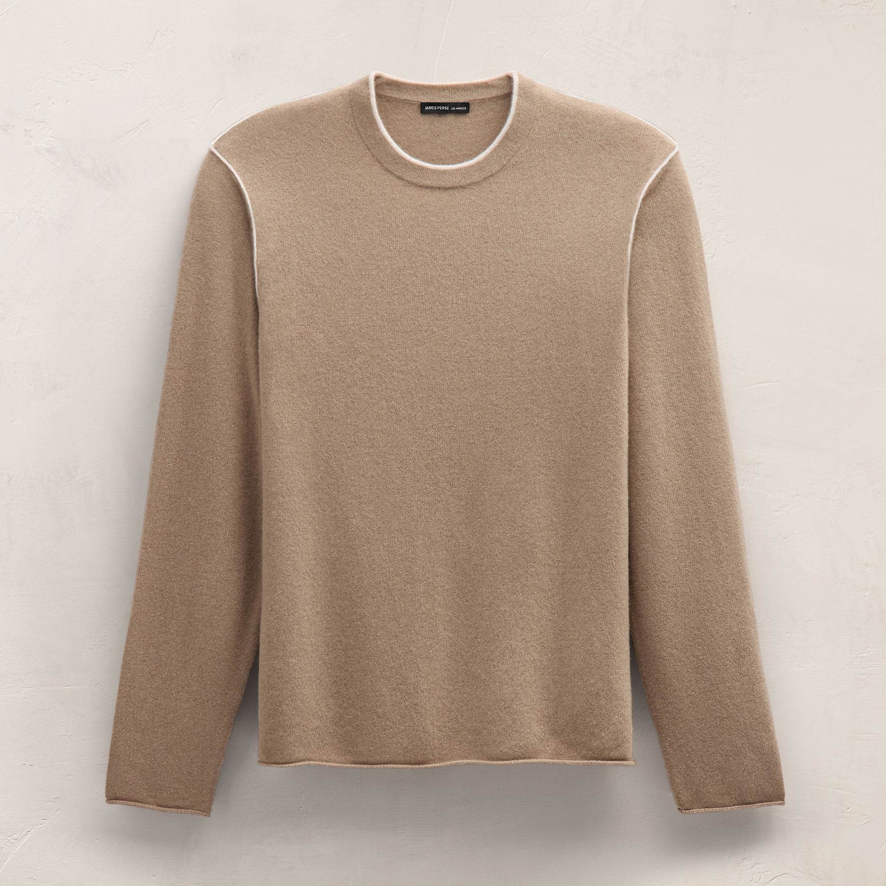 Italian Spun Cashmere Crewneck in Coffee/Stucco | James Perse Los Angeles FLAT