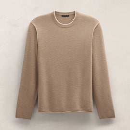 Italian Spun Cashmere Crewneck in Coffee/Stucco | James Perse Los Angeles FLAT
