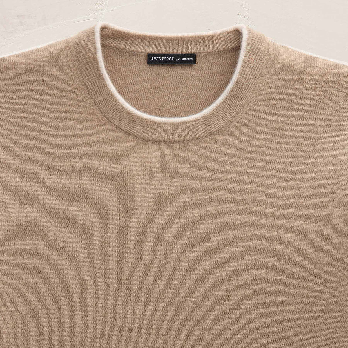 Italian Spun Cashmere Crewneck in Coffee/Stucco | James Perse Los Angeles