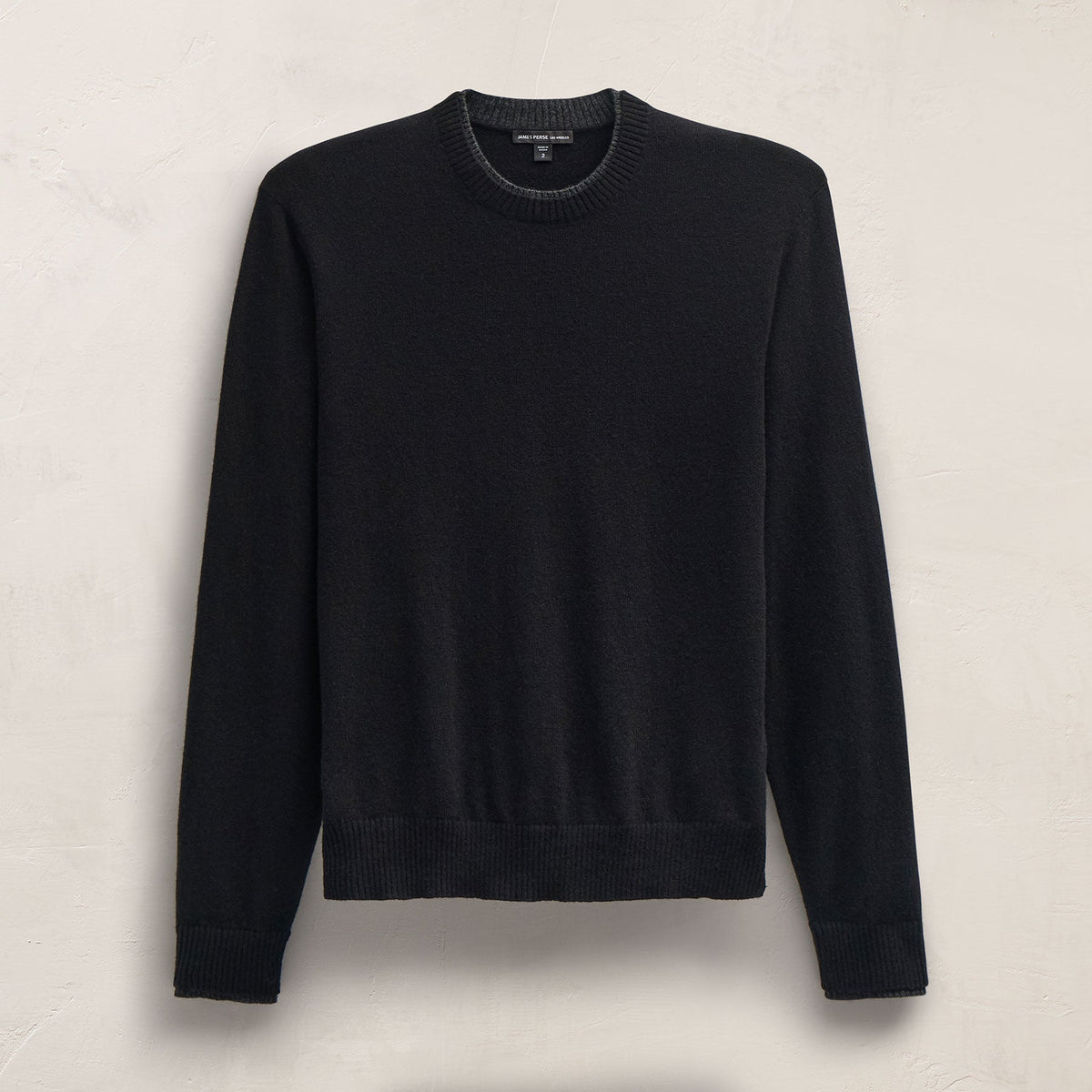 Italian Spun Cashmere Crew in Black/Anthracite | James Perse Los Angeles