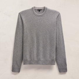 Contrast Trim Cashmere Crew in Heather Grey/Pearl Heather Gry | James Perse Los Angeles FLAT