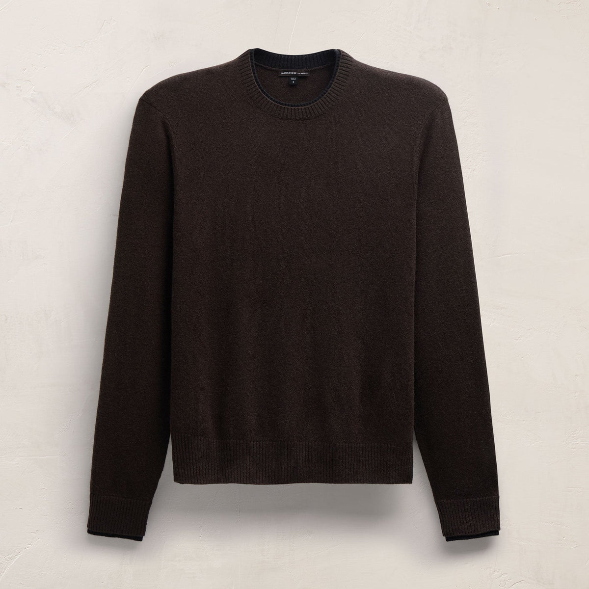 Contrast Trim Cashmere Crew in Kona/Black | James Perse Los Angeles