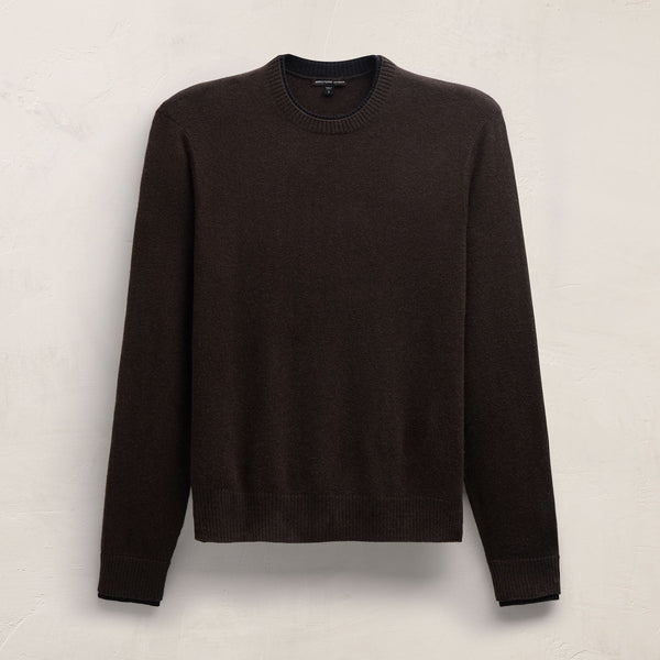 Contrast Trim Cashmere Crew in Kona/Black | James Perse Los Angeles