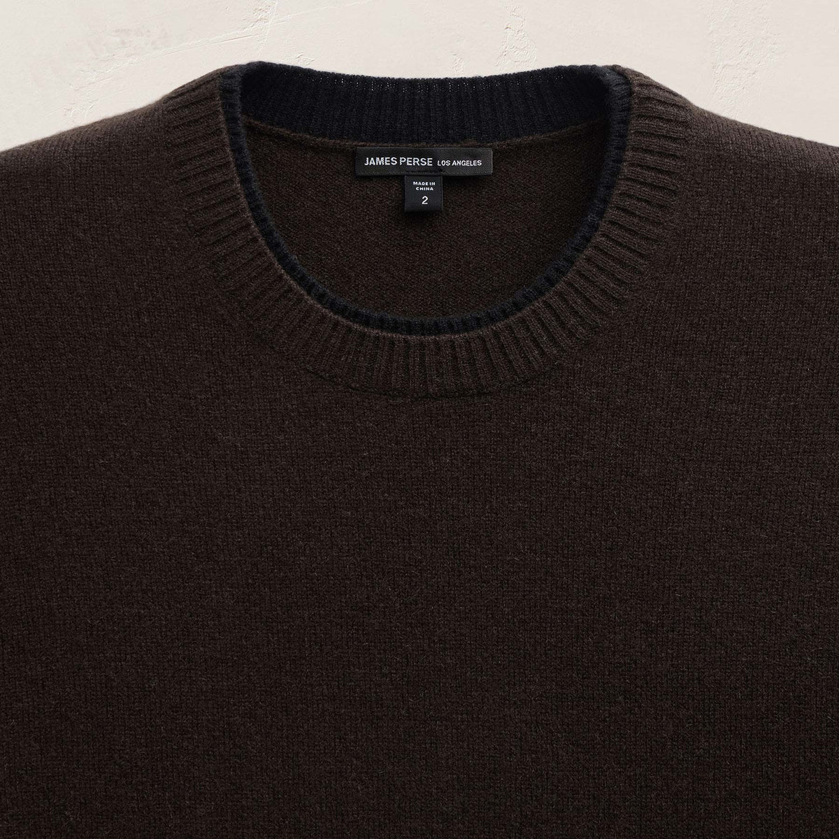 Contrast Trim Cashmere Crew in Kona/Black | James Perse Los Angeles