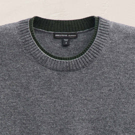 Italian Spun Cashmere Crew in Mid Grey/Forest | James Perse Los Angeles
