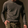 Italian Spun Cashmere Crew in Mid Grey/Forest | James Perse Los Angeles