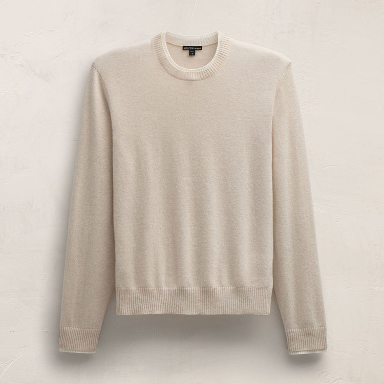 Italian Spun Cashmere Crew in Stucco/Ivory | James Perse Los Angeles
