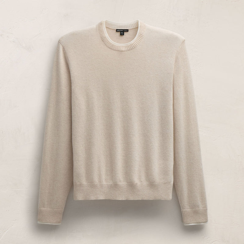 Italian Spun Cashmere Crew in Stucco/Ivory | James Perse Los Angeles