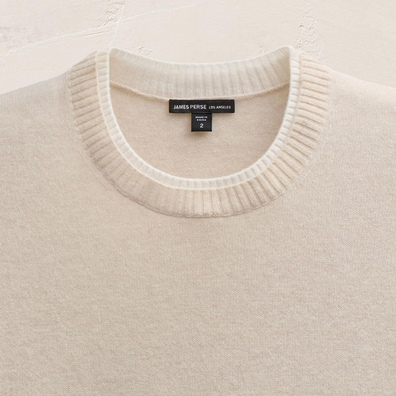 Italian Spun Cashmere Crew in Stucco/Ivory | James Perse Los Angeles