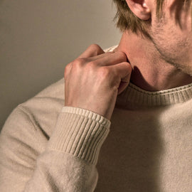 Italian Spun Cashmere Crew in Stucco/Ivory | James Perse Los Angeles