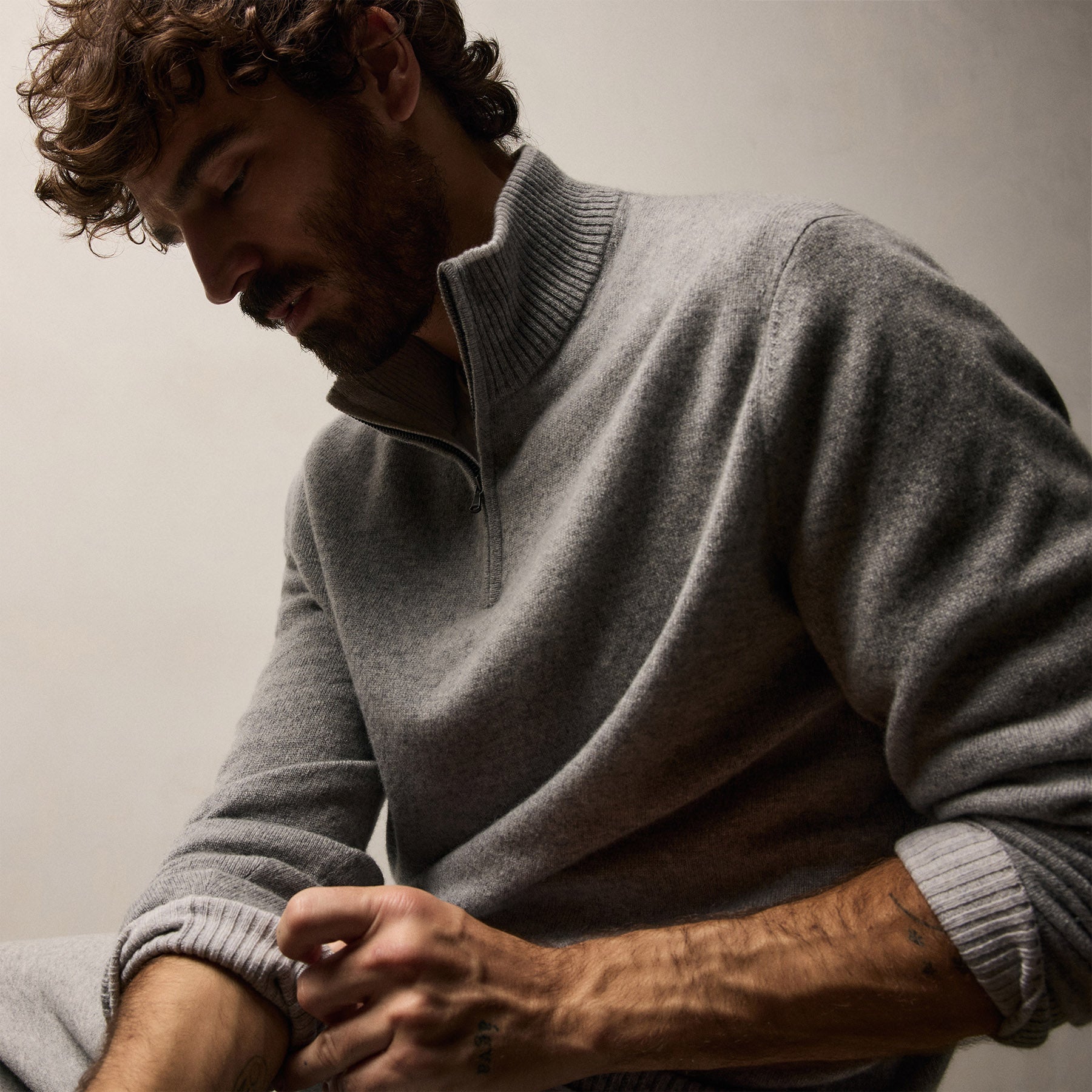 Half Zip Cashmere Funnel Neck