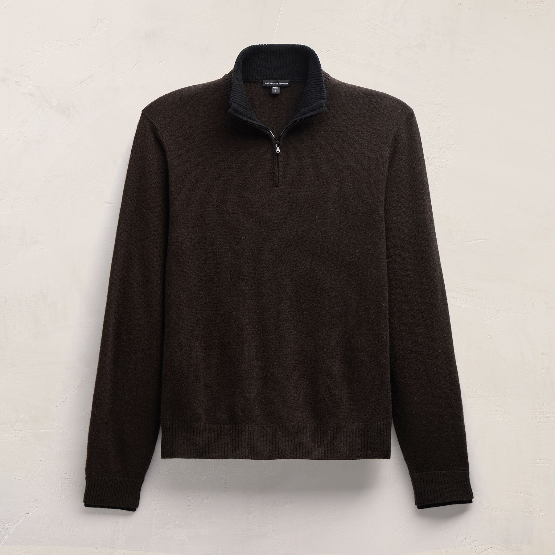Half Zip Cashmere Funnel Neck - Kona/Black | James Perse Los Angeles