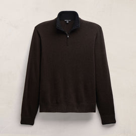 Half Zip Cashmere Funnel Neck in Kona/Black | James Perse Los Angeles FLAT
