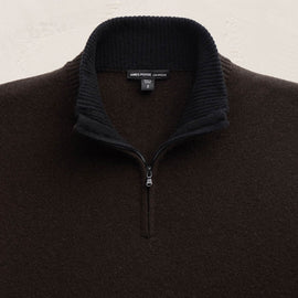 Half Zip Cashmere Funnel Neck in Kona/Black | James Perse Los Angeles FLAT