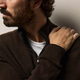 Half Zip Cashmere Funnel Neck in Kona/Black | James Perse Los Angeles