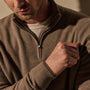 Italian Spun Cashmere Half Zip in Warm Brown/Mid Brown | James Perse Los Angeles