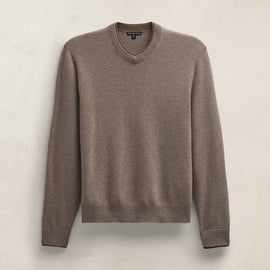 Italian Spun Cashmere Vee in Warm Brown/Mid Brown | James Perse Los Angeles