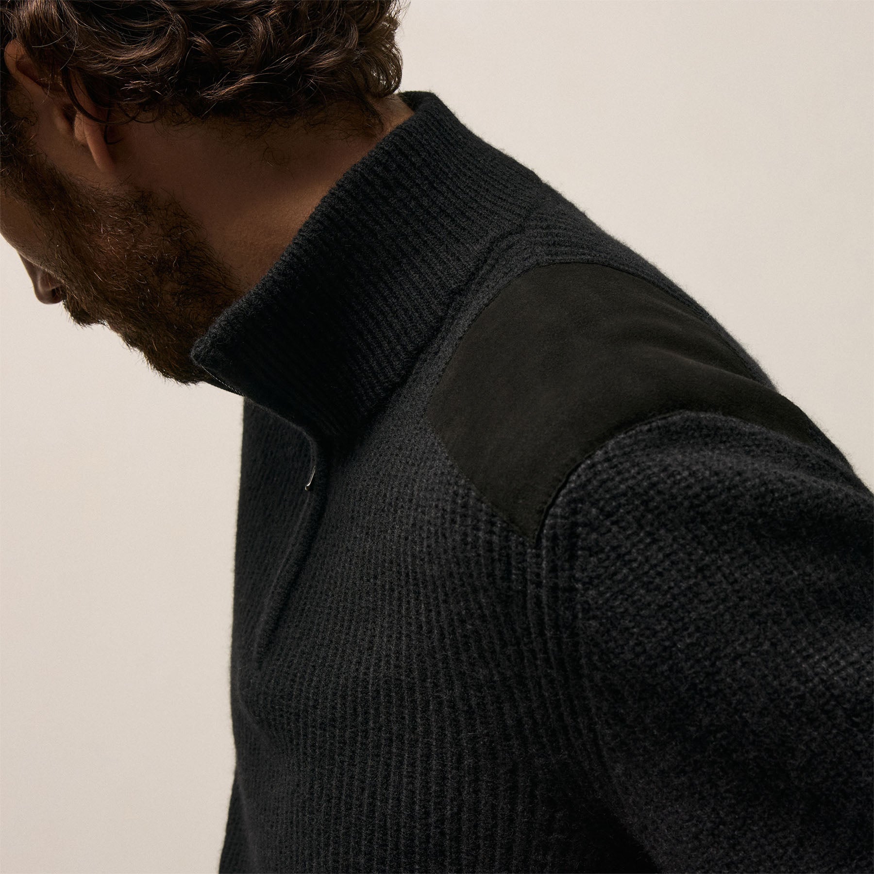 Italian Spun Cashmere Half Zip - Black | James Perse Los Angeles