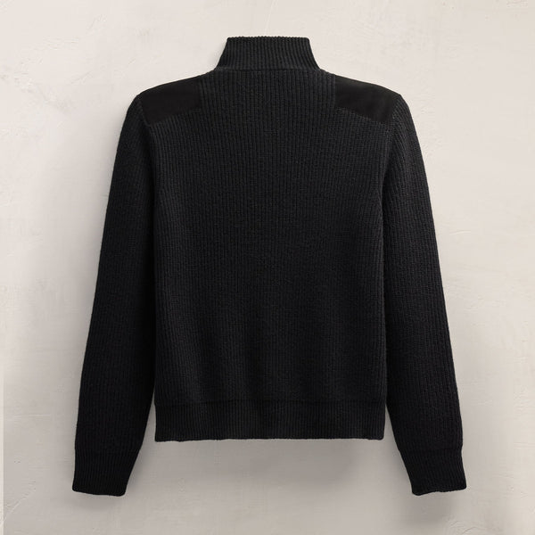 Italian Spun Cashmere Half Zip in Black | James Perse Los Angeles FLAT