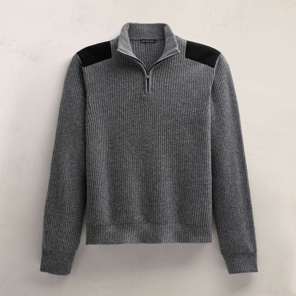 Italian Spun Cashmere Half Zip in Mid Grey | James Perse Los Angeles FLAT
