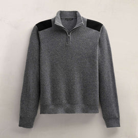 Italian Spun Cashmere Half Zip in Mid Grey | James Perse Los Angeles FLAT
