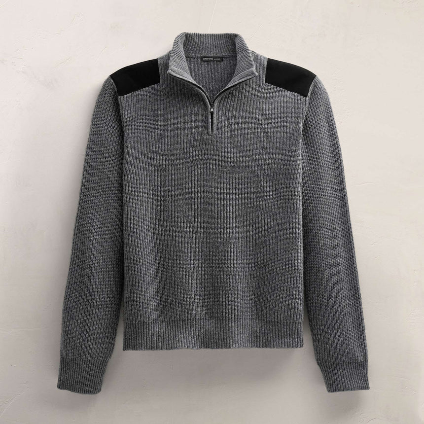Italian Spun Cashmere Half Zip in Mid Grey | James Perse Los Angeles FLAT
