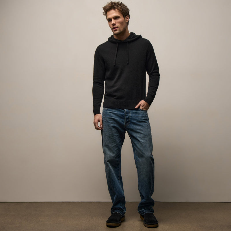 Italian Spun Cashmere Hoodie in Black | James Perse Los Angeles